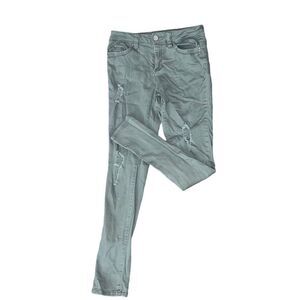 YMI Junior’s Olive Green Distressed Jeans Size 9